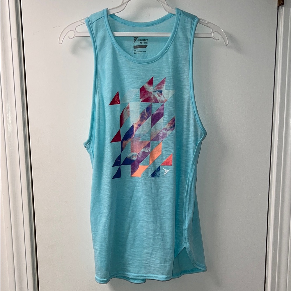 Old Navy Light Blue Graphic Tank Top
